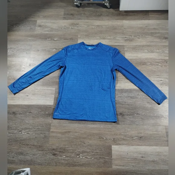 Base Layer 8 Performance Qwick-Dry Men XL Blue Long-Sleeve Fitness Shirt - Picture 4 of 14